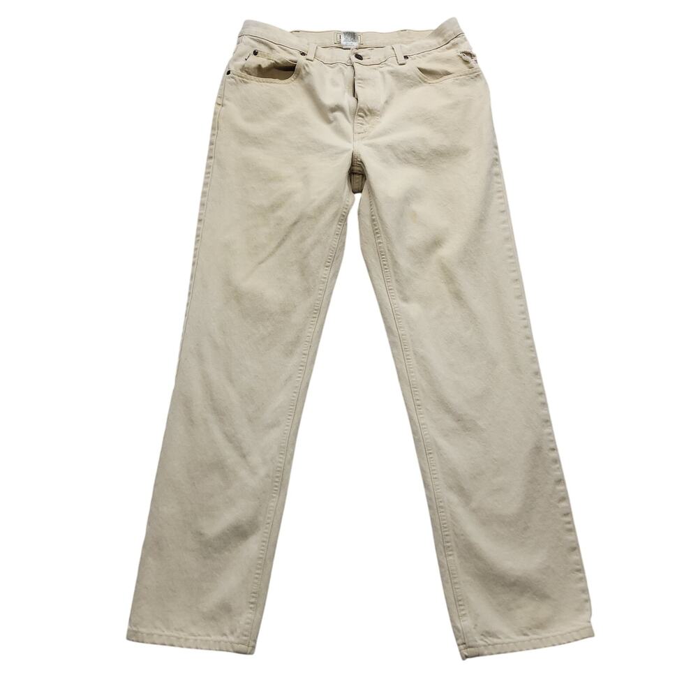 Vintage LL Bean Mens Jeans 34x32 Classic Fit Khaki Distressed Denim Cotton Pants